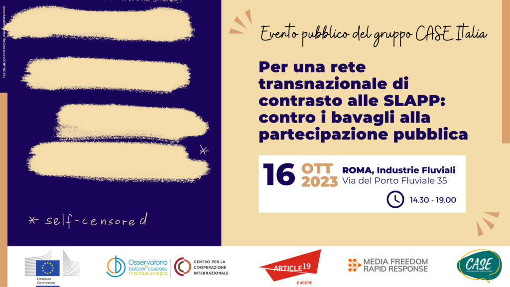 CASE Italia anti-SLAPP event 16 October