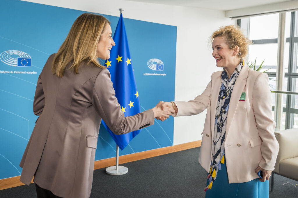 Roberta Metsola, EP President meets with Flutura Kusari CASE Coalition